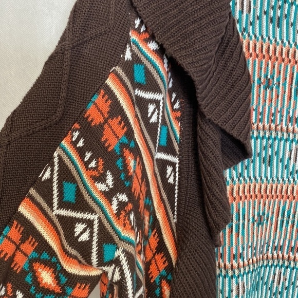 Aztec Powder River Outfitters Cardigan Duster Tribal Sweater - Picture 9 of 12